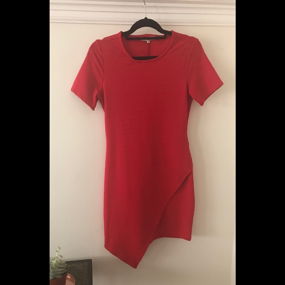 Fire Engine Red Asymmetrical Dress